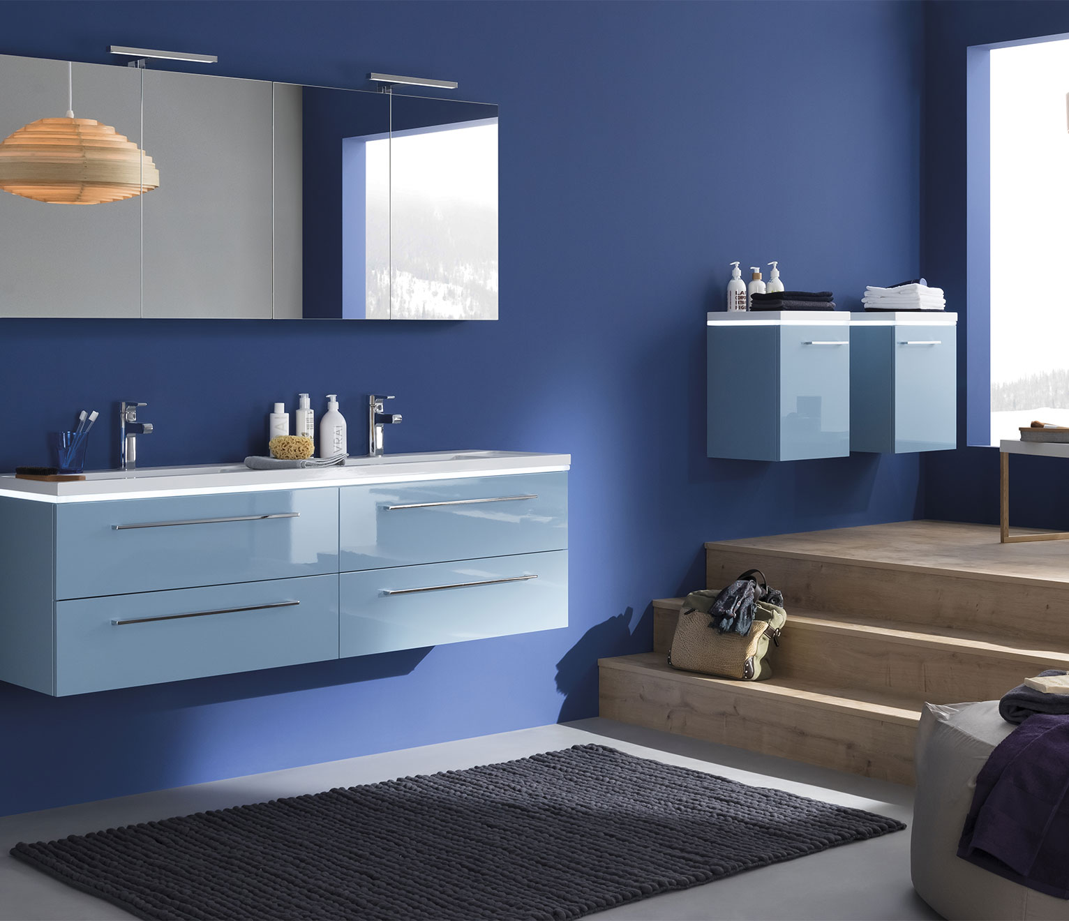 le meuble de salle de bains sanijura bleu