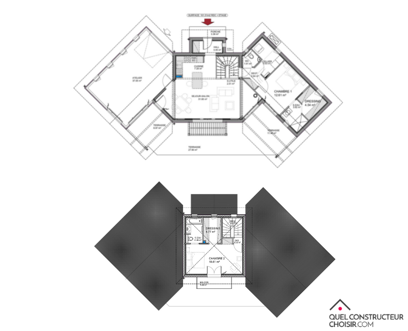 plan de maison à étage 130 m²