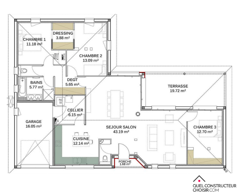 plan de maison moderne de 150 m²