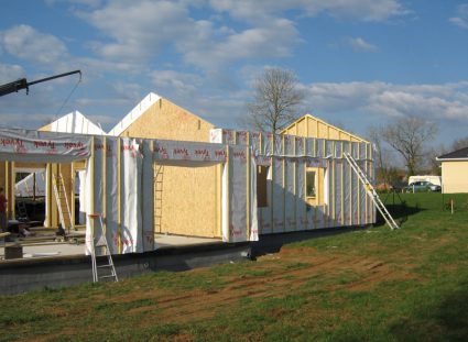 une maison ossature bois en Aveyron murs extérieurs