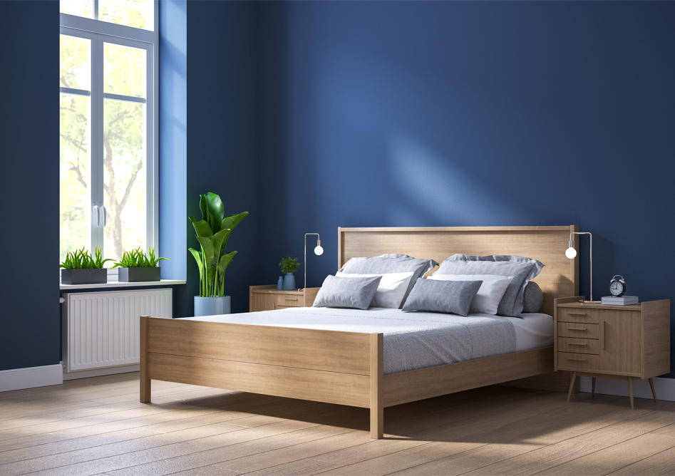 chambre bleue avec peinture dépolluante Zolpan