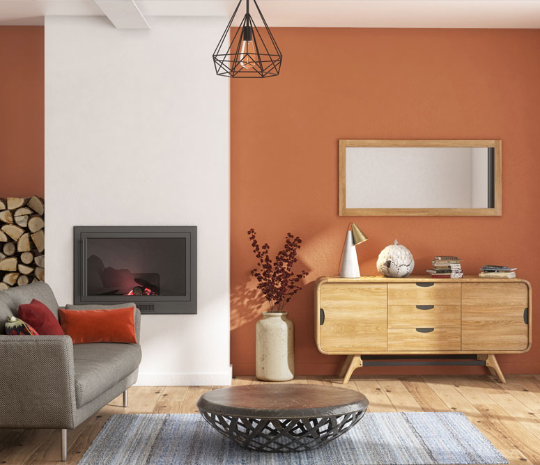 salon design avec peinture décorative carre